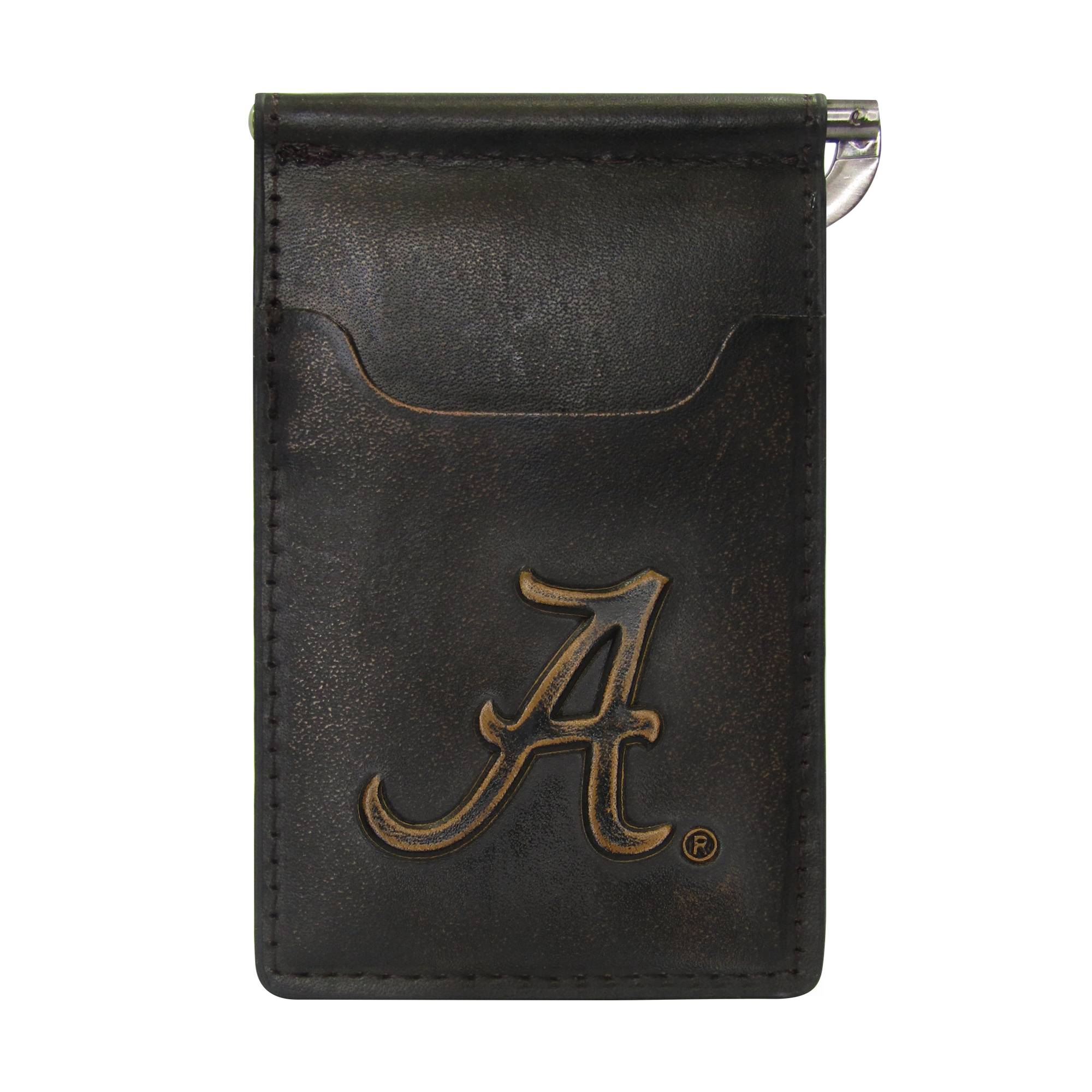 Alabama Crimson Tide Burnished Leather Front Pocket Clip Wallet