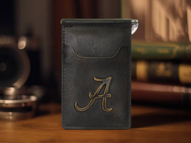 Alabama Crimson Tide Burnished Leather Front Pocket Clip Wallet