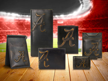 Alabama Crimson Tide Burnished Leather Front Pocket Clip Wallet