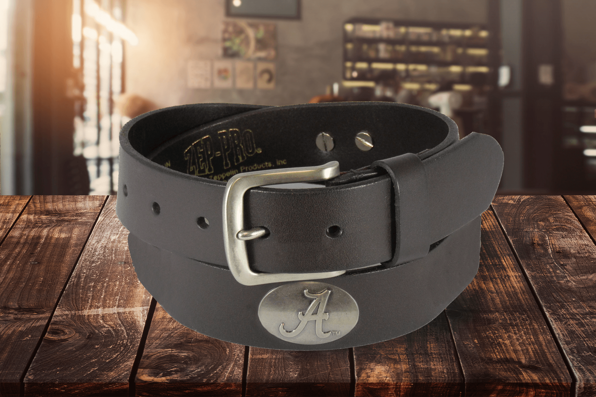 Alabama Crimson Tide Men's Collegiate Brown Leather Concho Belt.