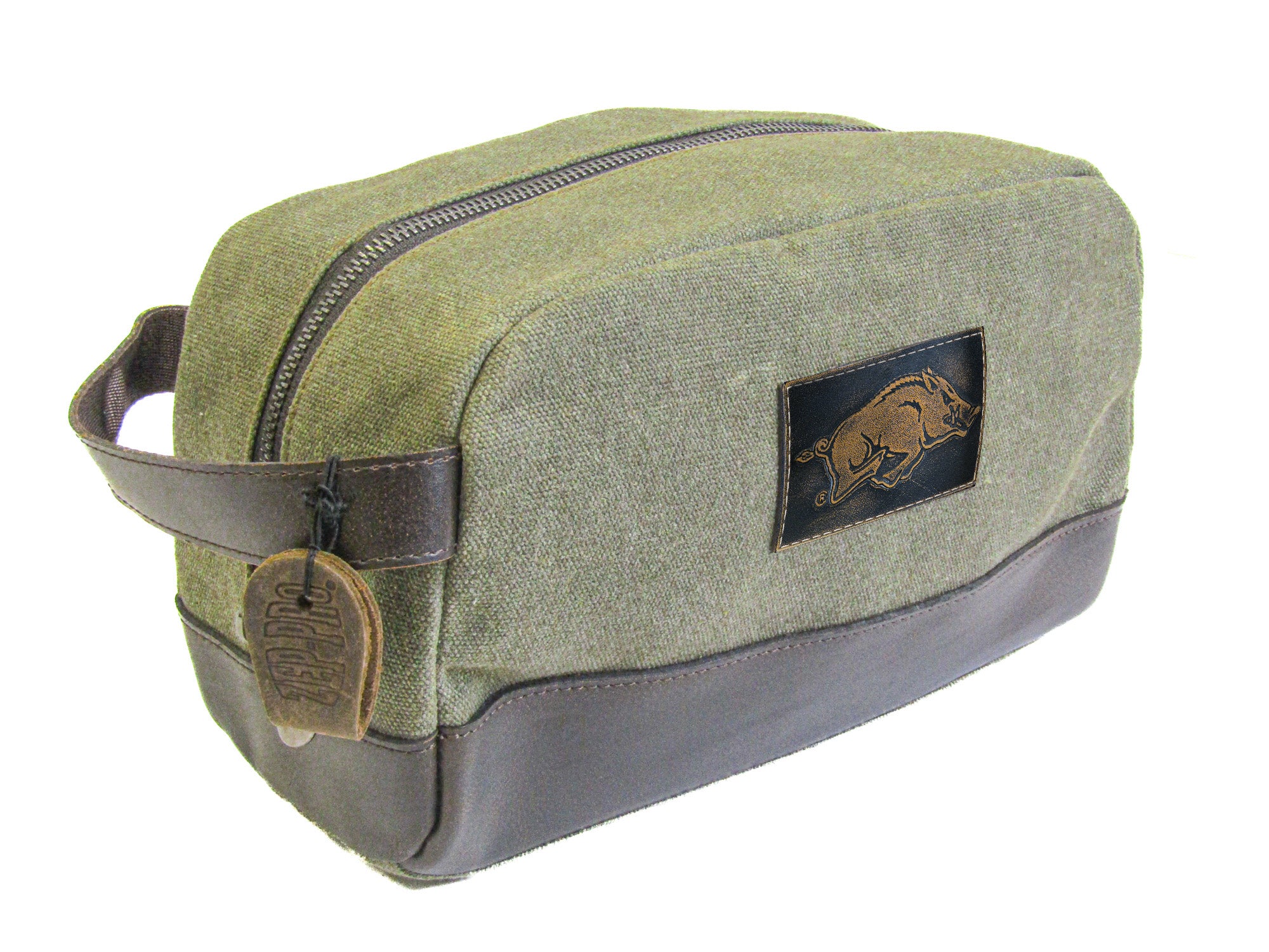 Arkansas Razorbacks Waxed Canvas Toiletry Dopp Bag