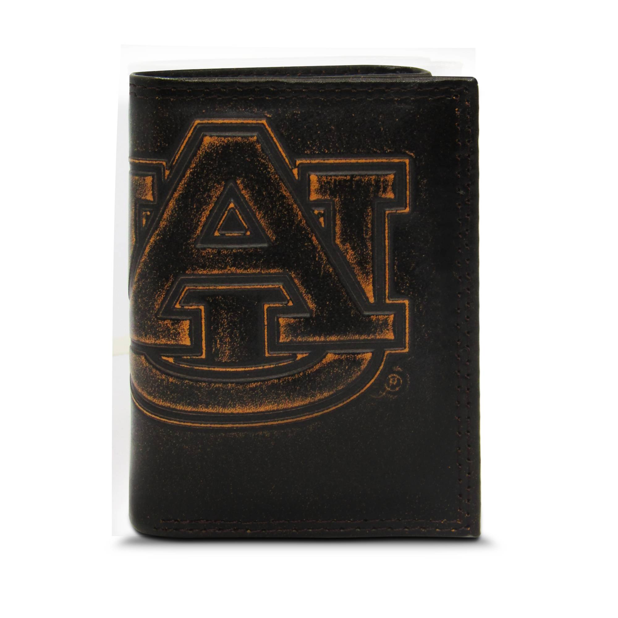 Auburn Tigers Burnished Leather Trifold Wallet