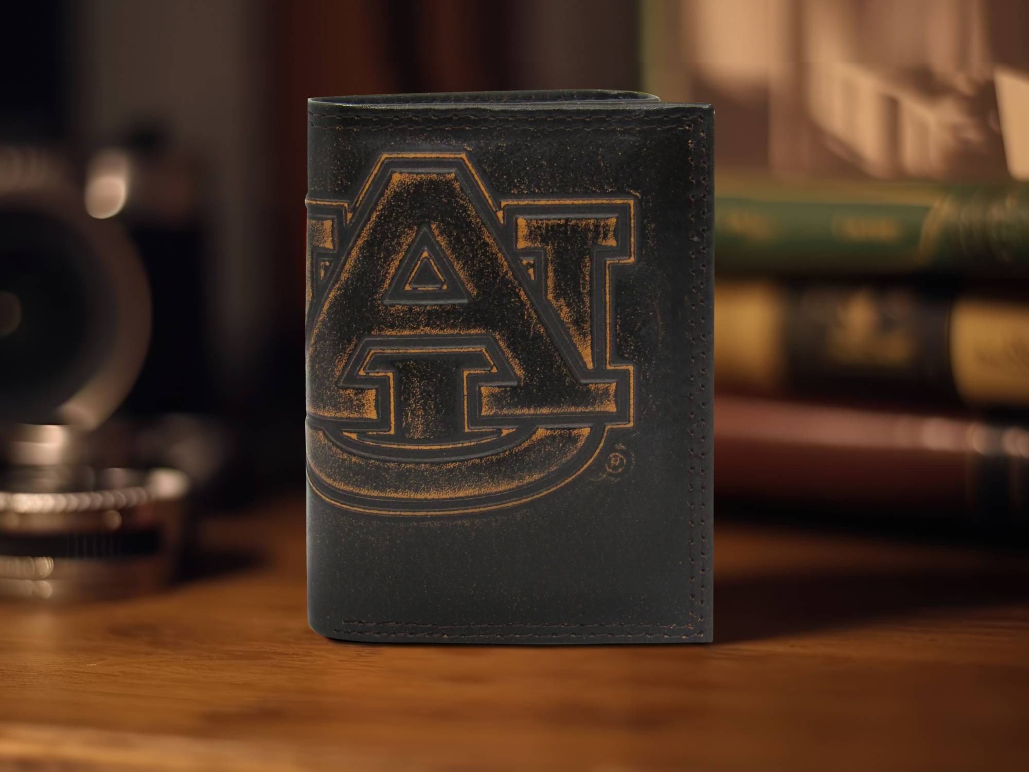 Auburn Tigers Burnished Leather Trifold Wallet