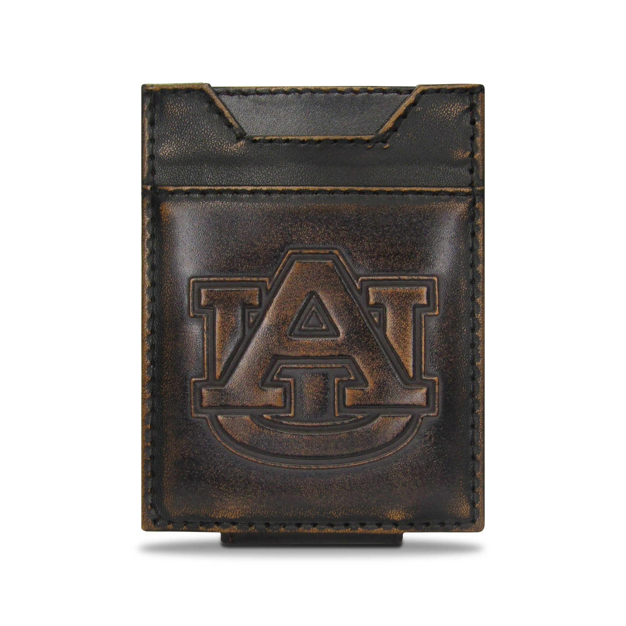 Auburn Tigers Burnished Leather Magnetic Front Pocket Wallet