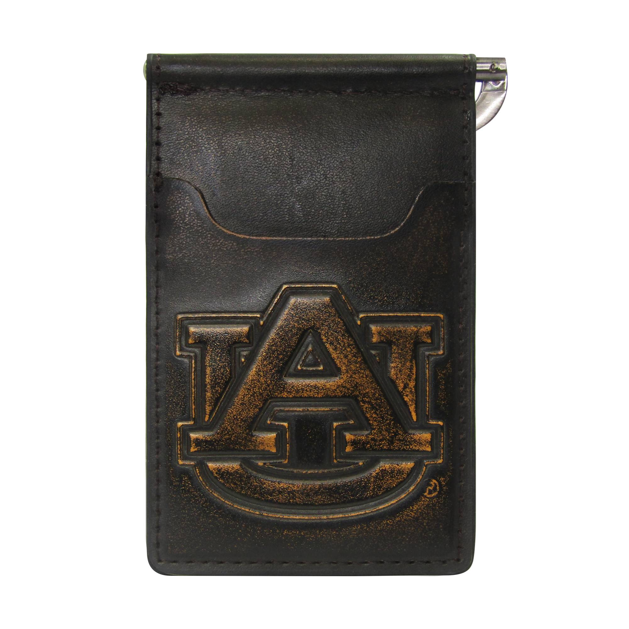 Auburn Tigers Burnished Leather Front Pocket Clip Wallet