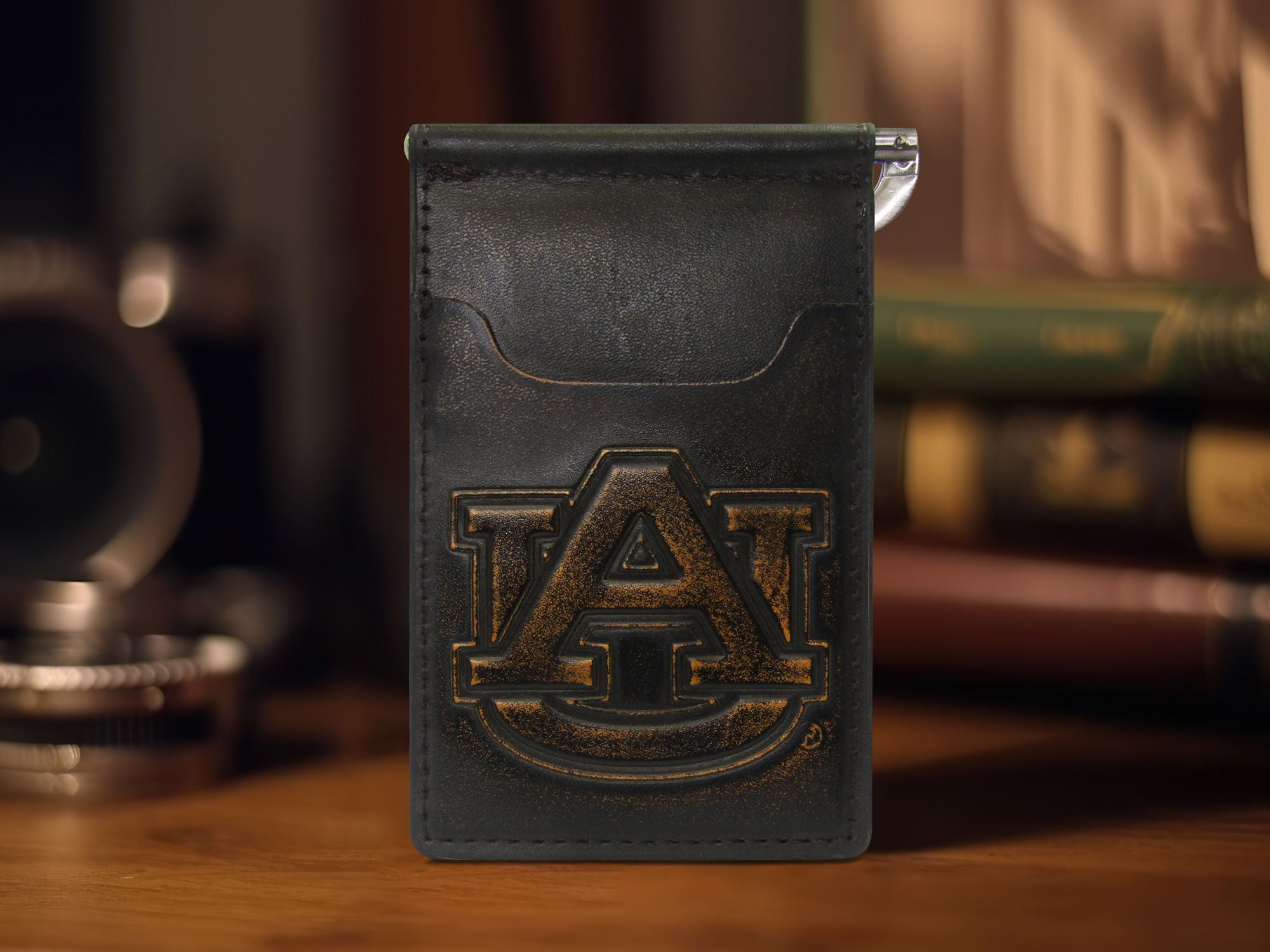 Auburn Tigers Burnished Leather Front Pocket Clip Wallet