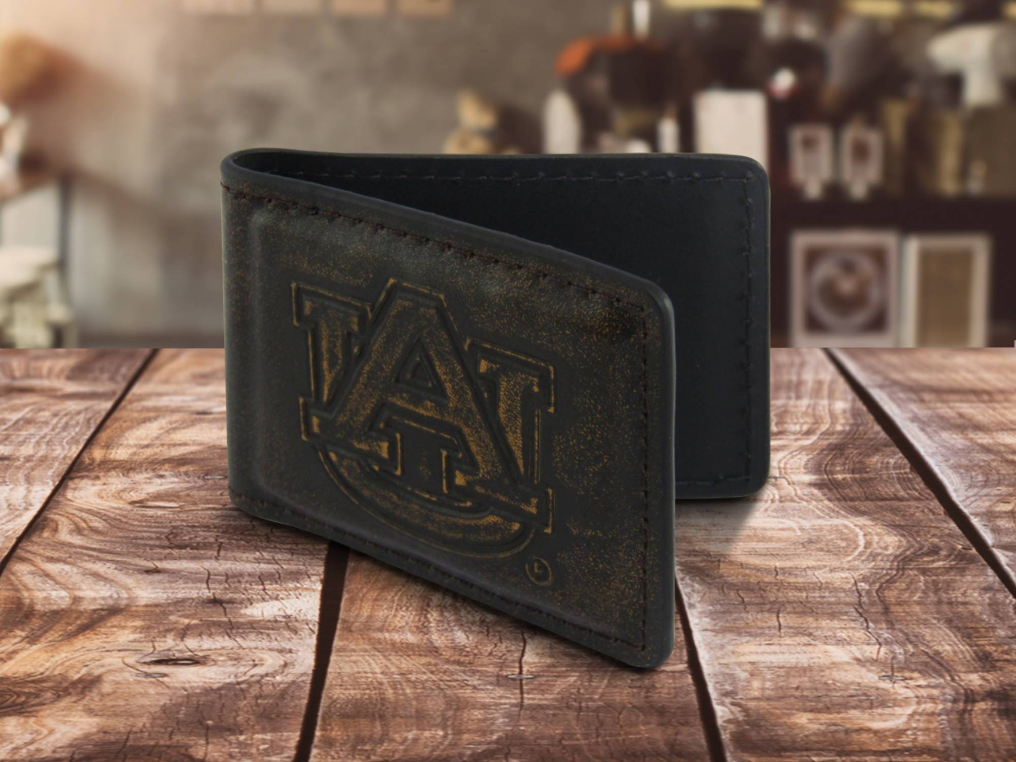 Auburn Tigers Burnished Leather Money Clip