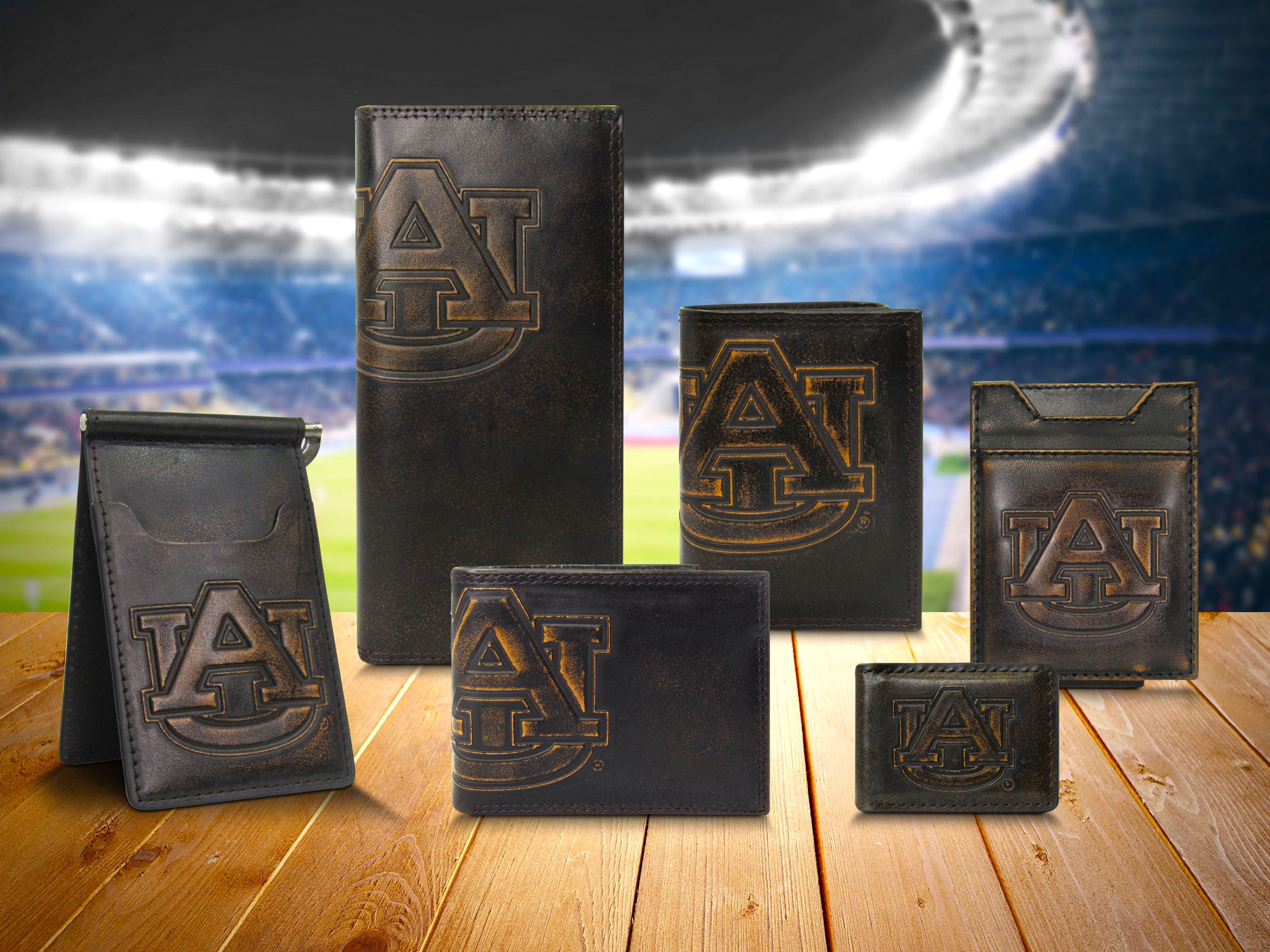 Auburn Tigers Burnished Leather Magnetic Front Pocket Wallet