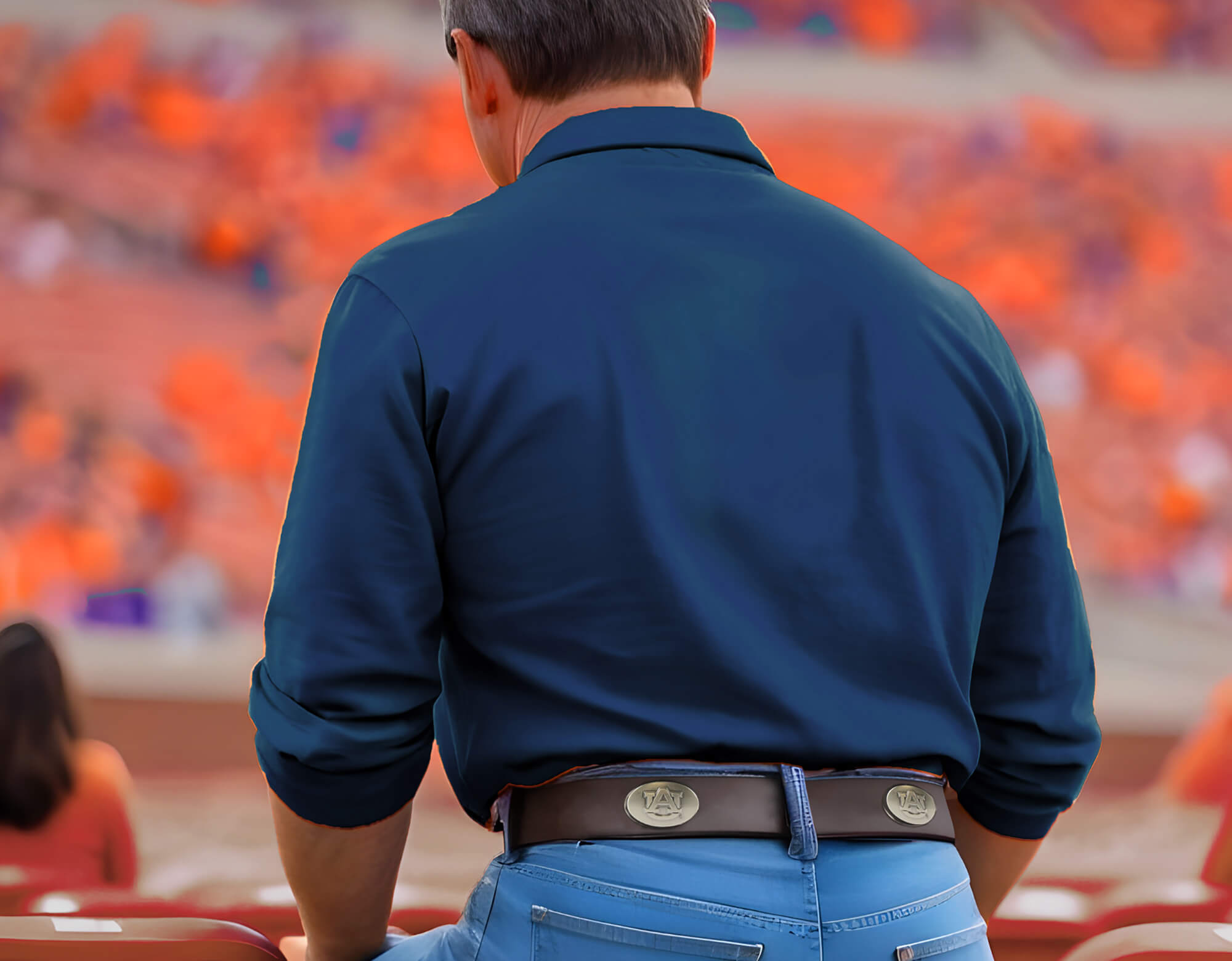 Auburn Tigers Men's Collegiate Brown Leather Concho Belt.