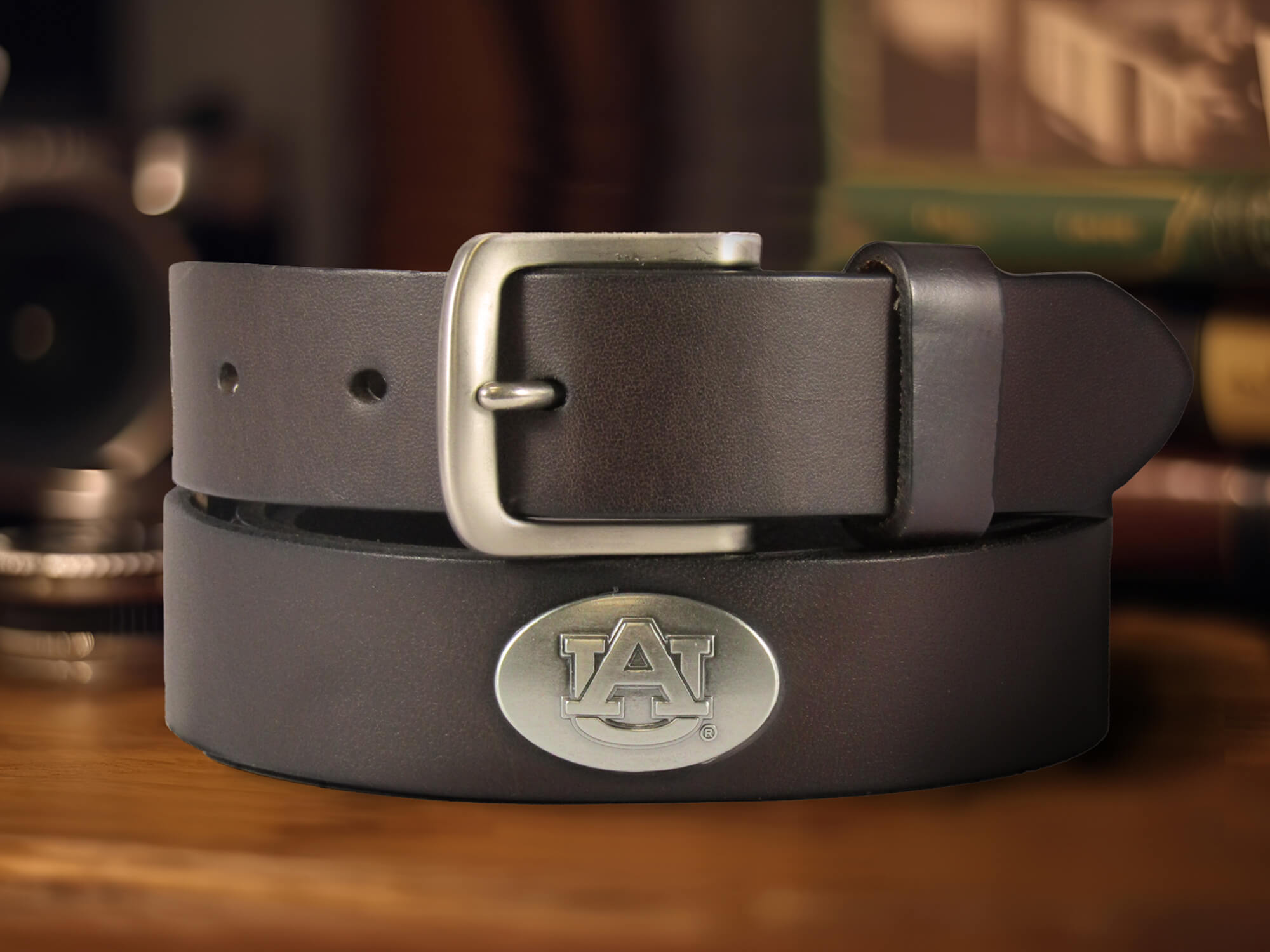 Auburn Tigers Men's Collegiate Brown Leather Concho Belt.