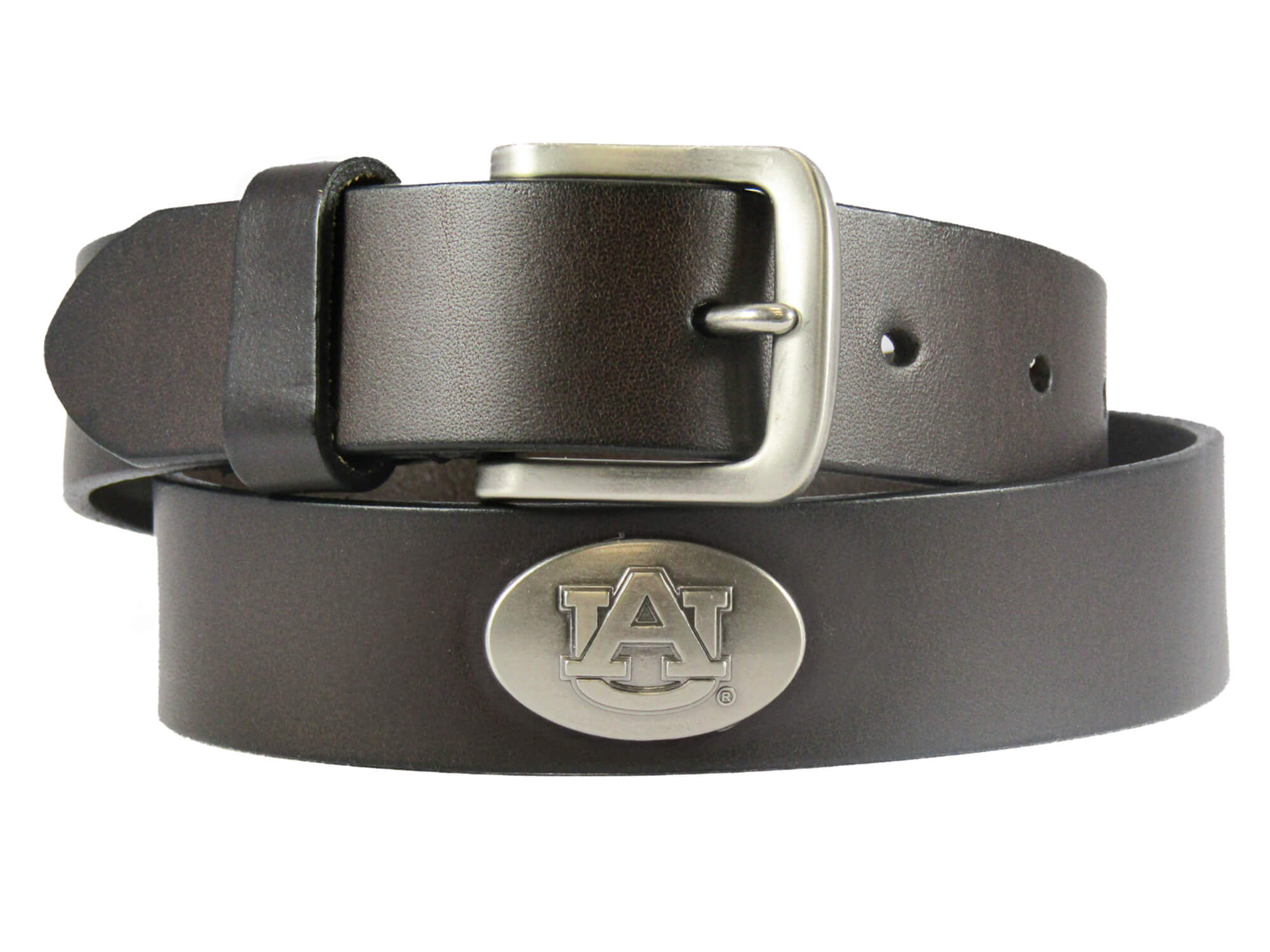 Auburn Tigers Men's Collegiate Brown Leather Concho Belt.