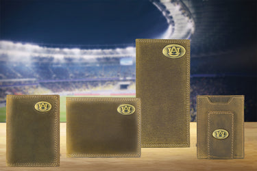 Auburn Tigers Vintage Tan Leather Trifold Wallet