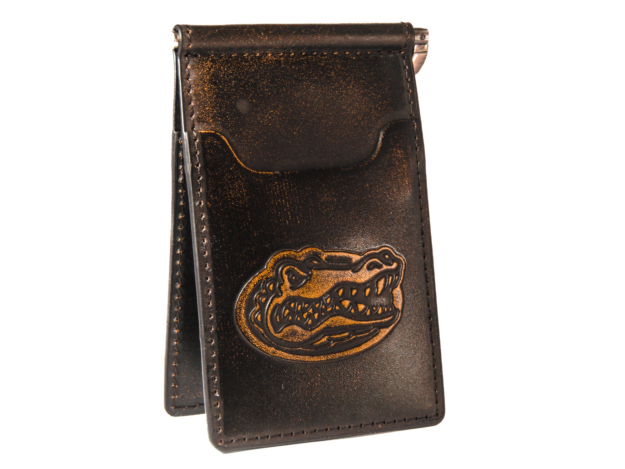 Florida Gators Burnished Leather Front Pocket Clip Wallet