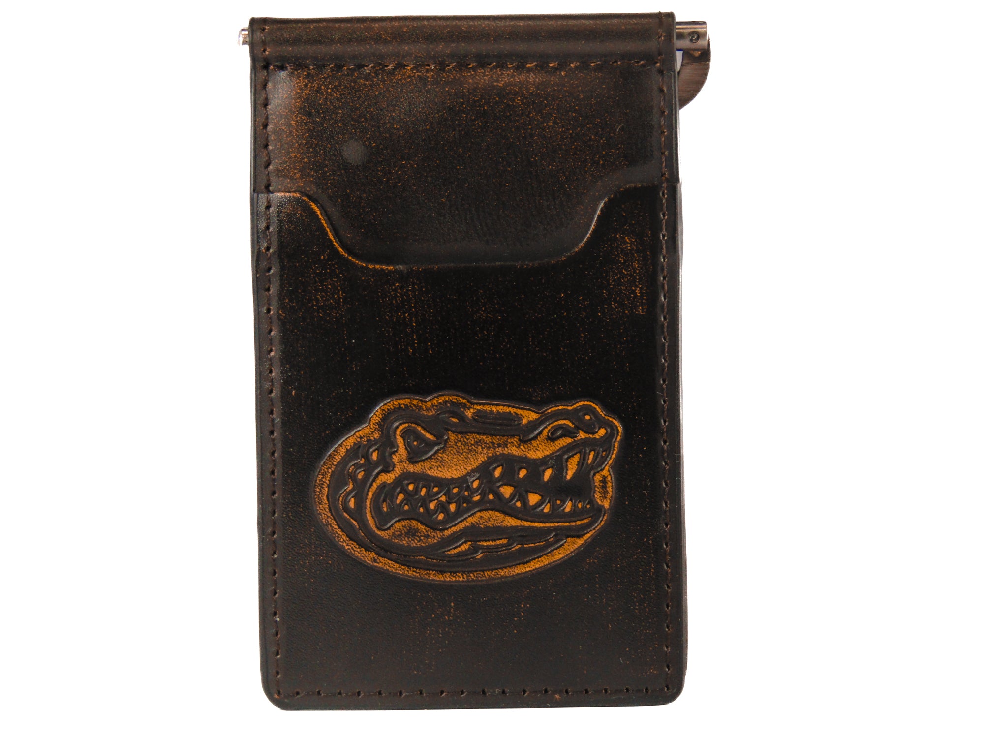 Florida Gators Burnished Leather Front Pocket Clip Wallet