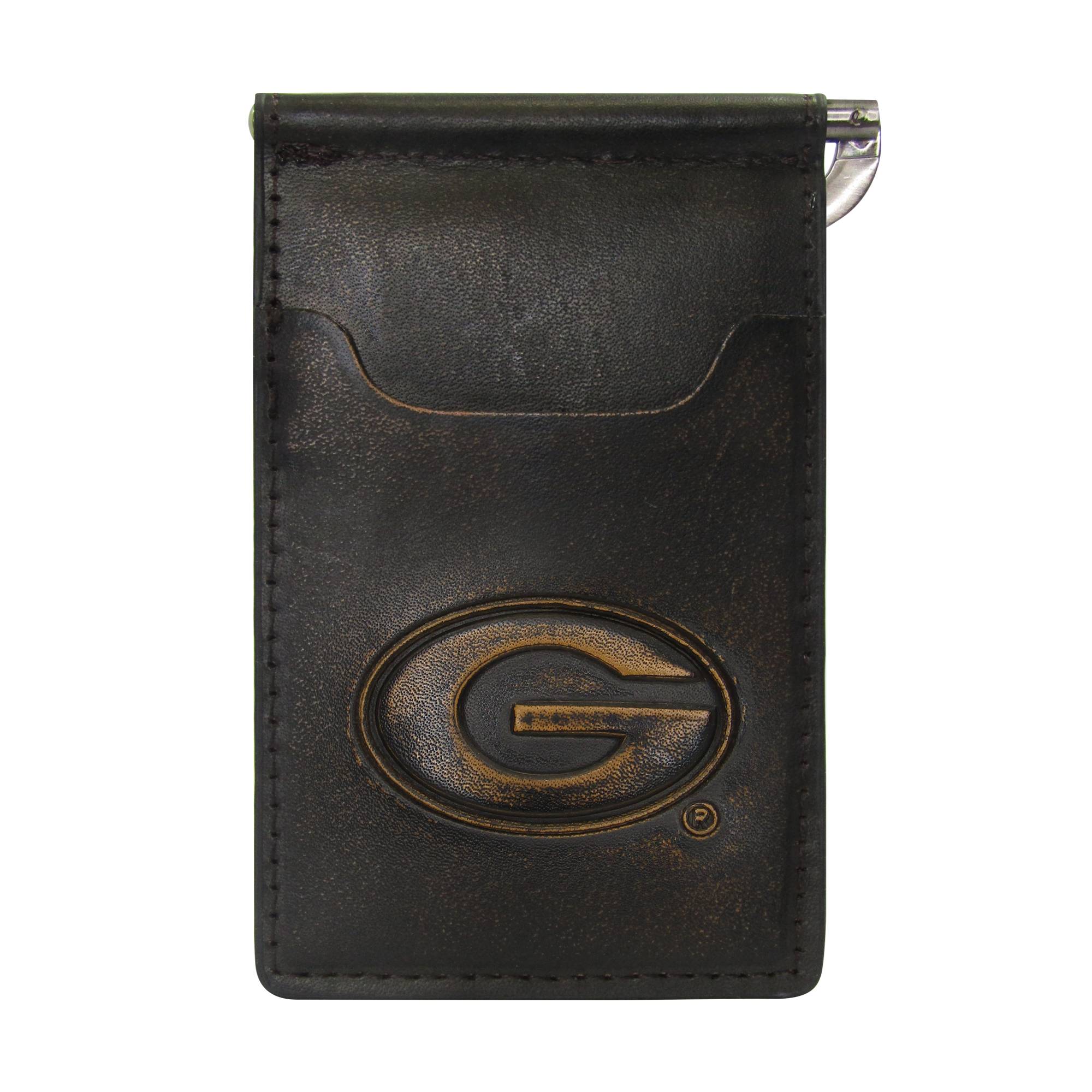 Georgia Bulldogs Burnished Leather Front Pocket Clip Wallet