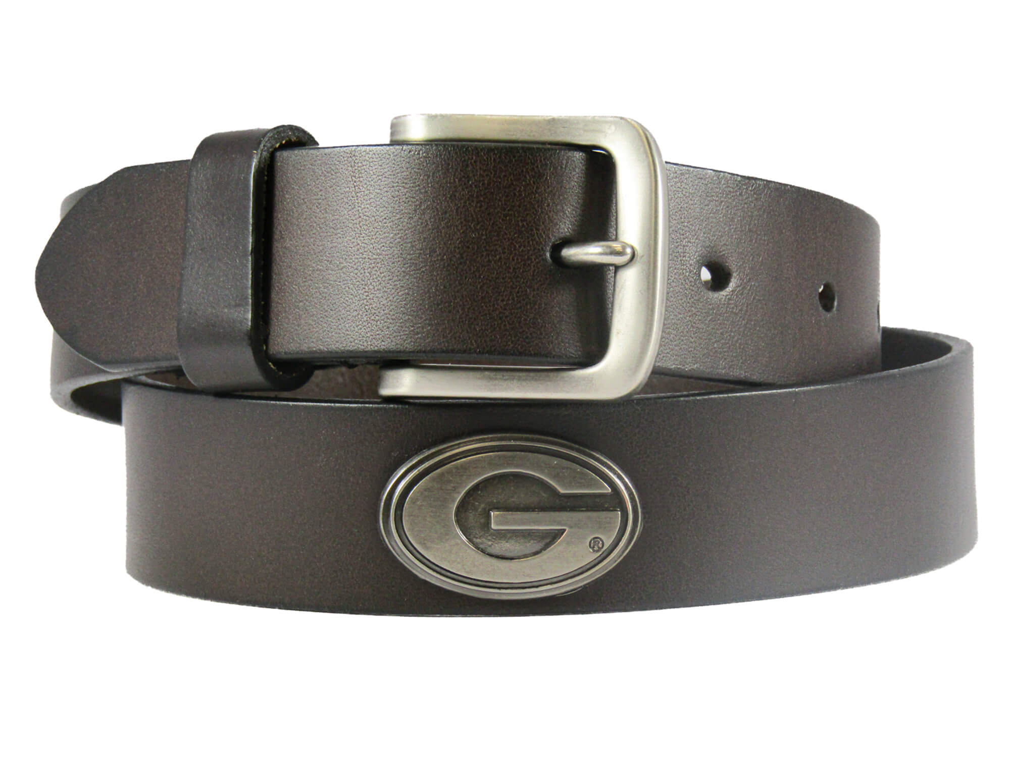 Georgia Bulldogs Men's Collegiate Brown Leather Concho Belt.