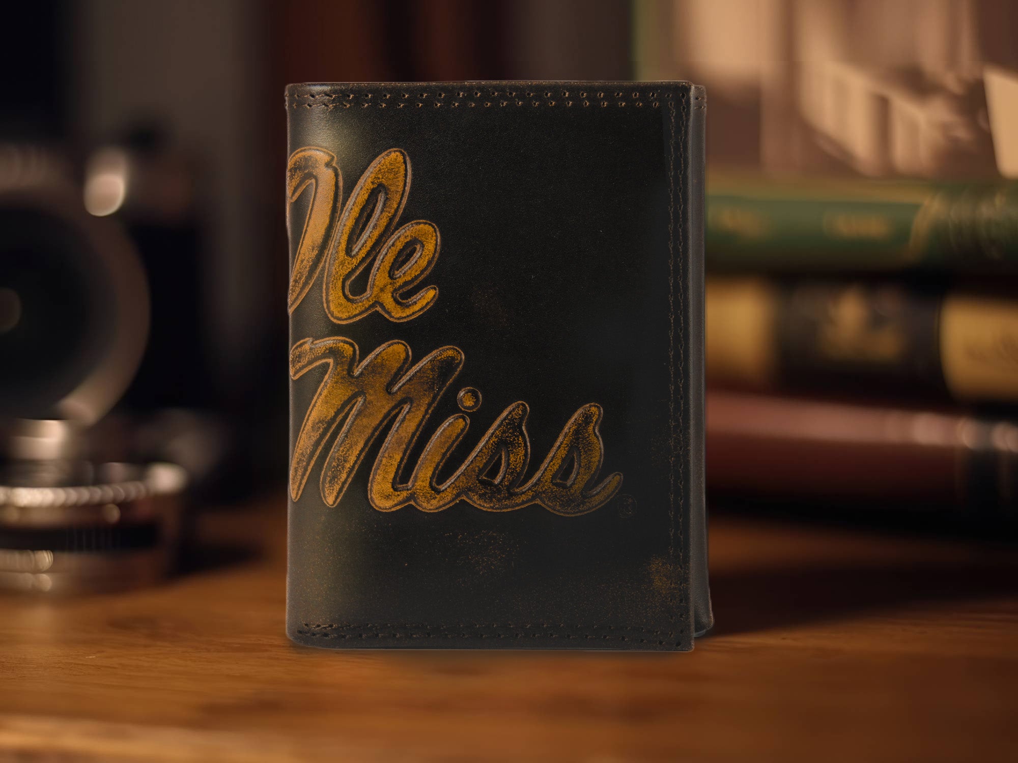 Ole Miss Rebels Burnished Leather Trifold Wallet