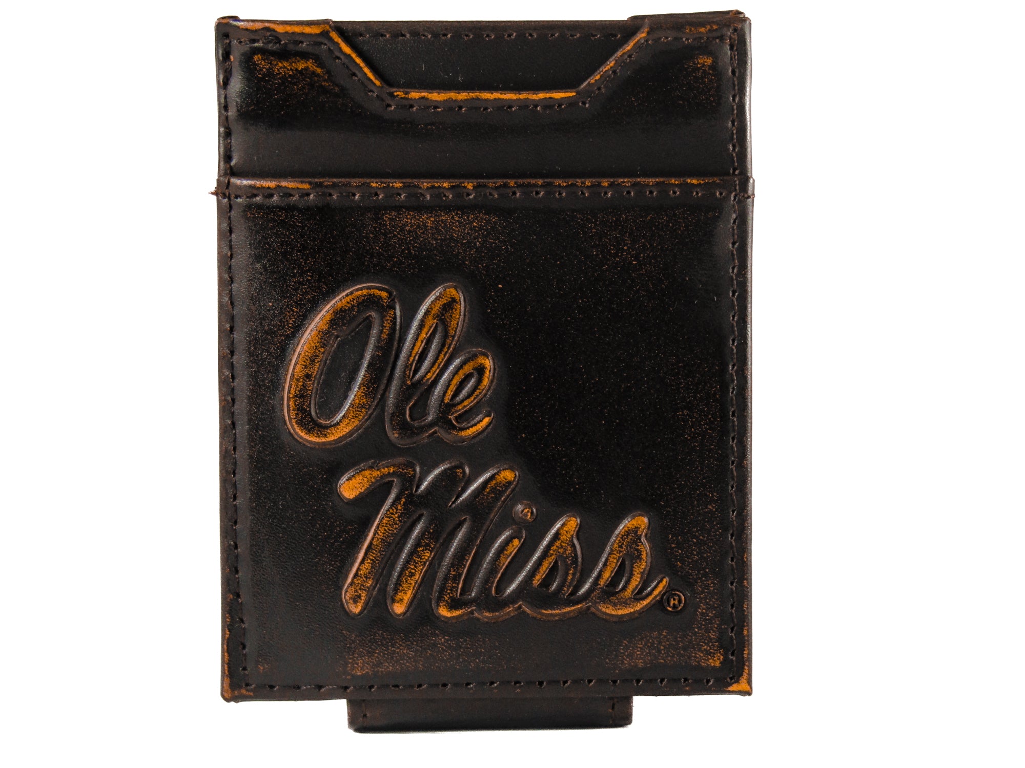 Ole Miss Rebels Burnished Leather Magnetic Front Pocket Wallet