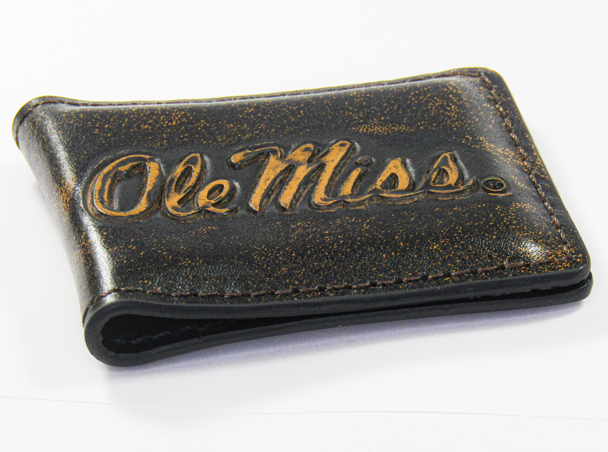 Ole Miss Rebels Burnished Leather Money Clip