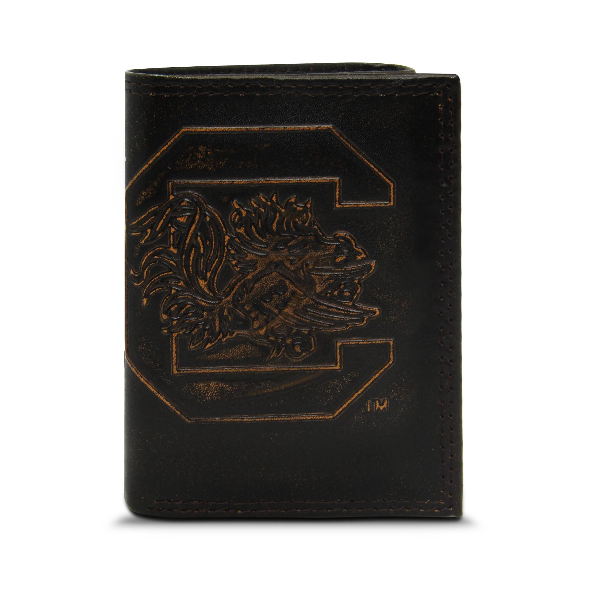 South Carolina Gamecocks Burnished Leather Trifold Wallet