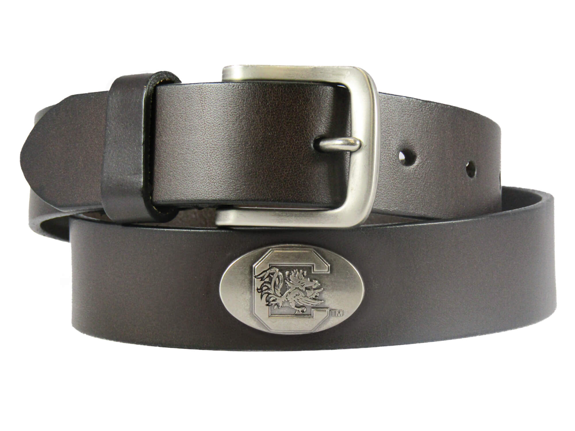 South Carolina Gamecocks Men's Collegiate Brown Leather Concho Belt.