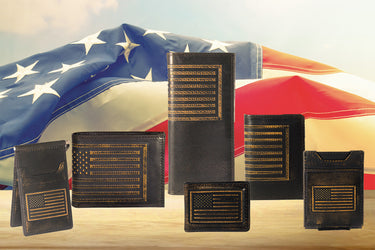 American Flag Burnished Leather Front Pocket Clip Wallet