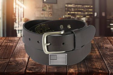 American Flag Men's Brown Leather Concho Belt