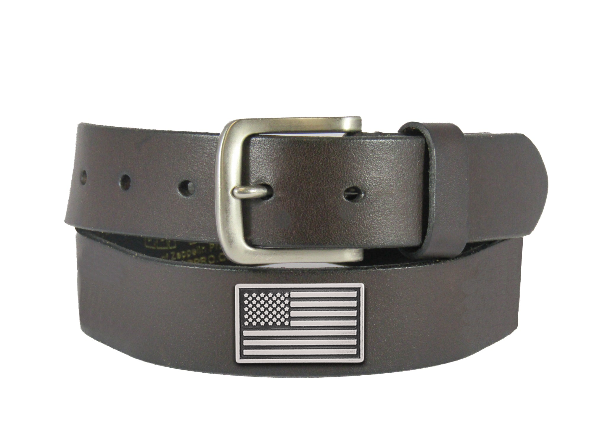 American Flag Men's Brown Leather Concho Belt