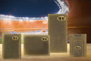 Tennessee Vols Vintage Tan Leather Trifold Wallet
