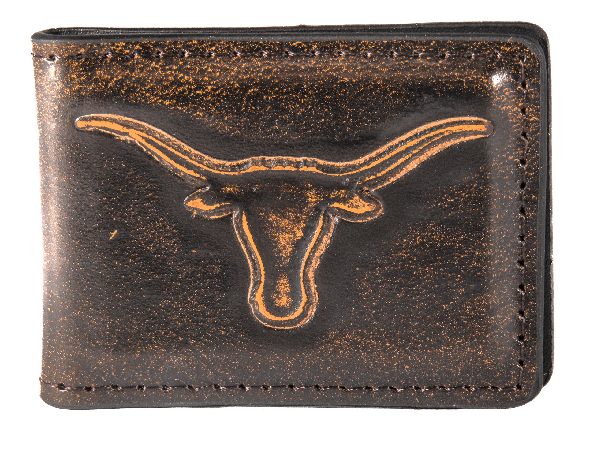 Texas Longhorns Burnished Leather Money Clip