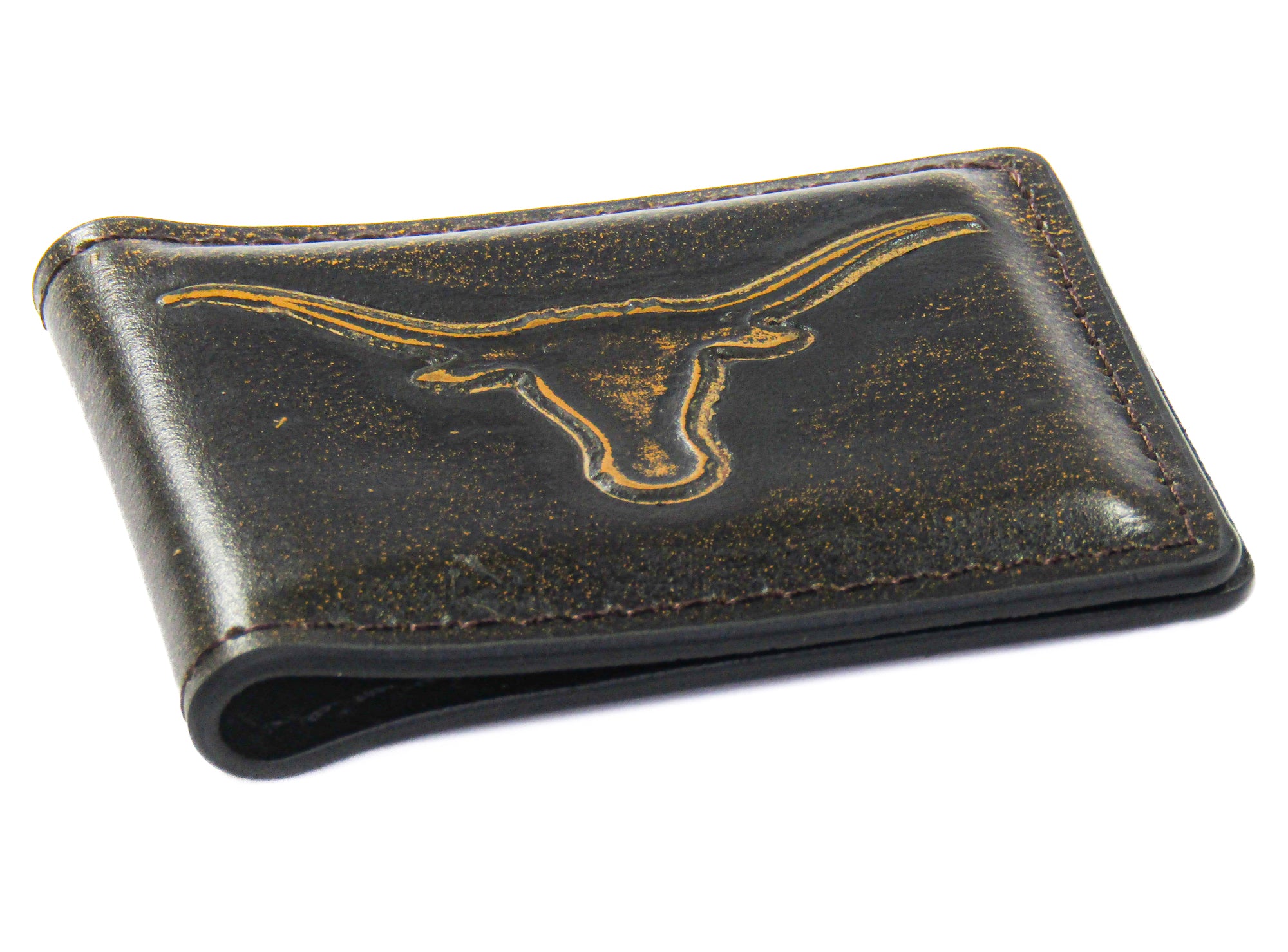 Texas Longhorns Burnished Leather Money Clip