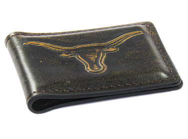 Texas Longhorns Burnished Leather Money Clip