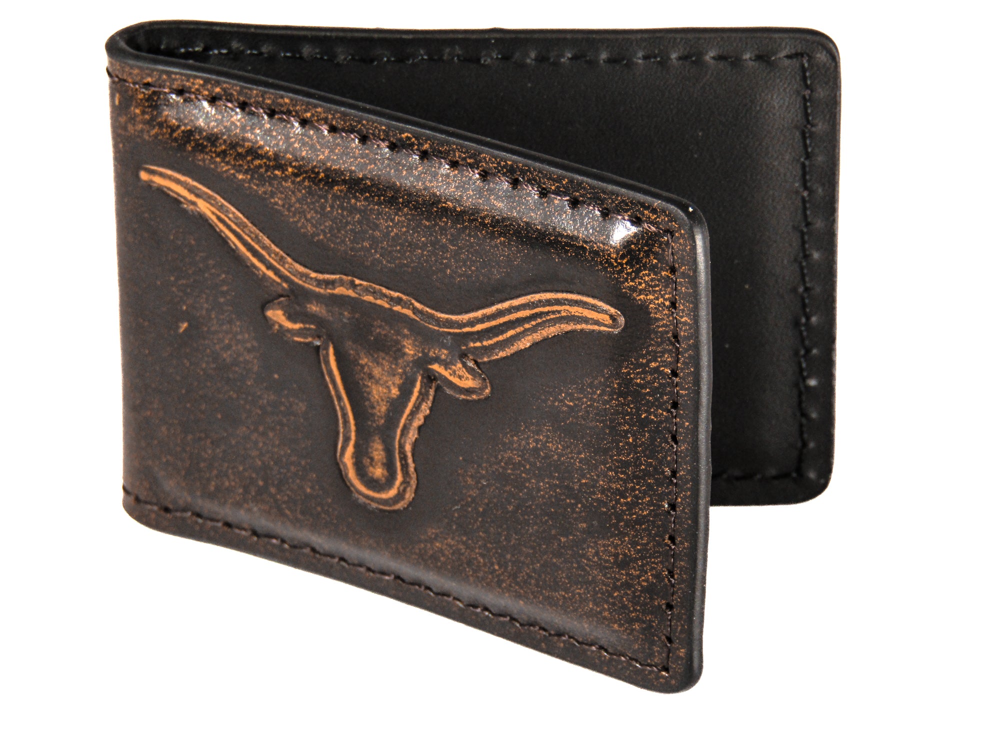 Texas Longhorns Burnished Leather Money Clip