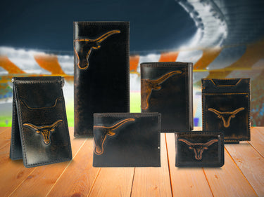 Texas Longhorns Burnished Leather Magnetic Front Pocket Wallet