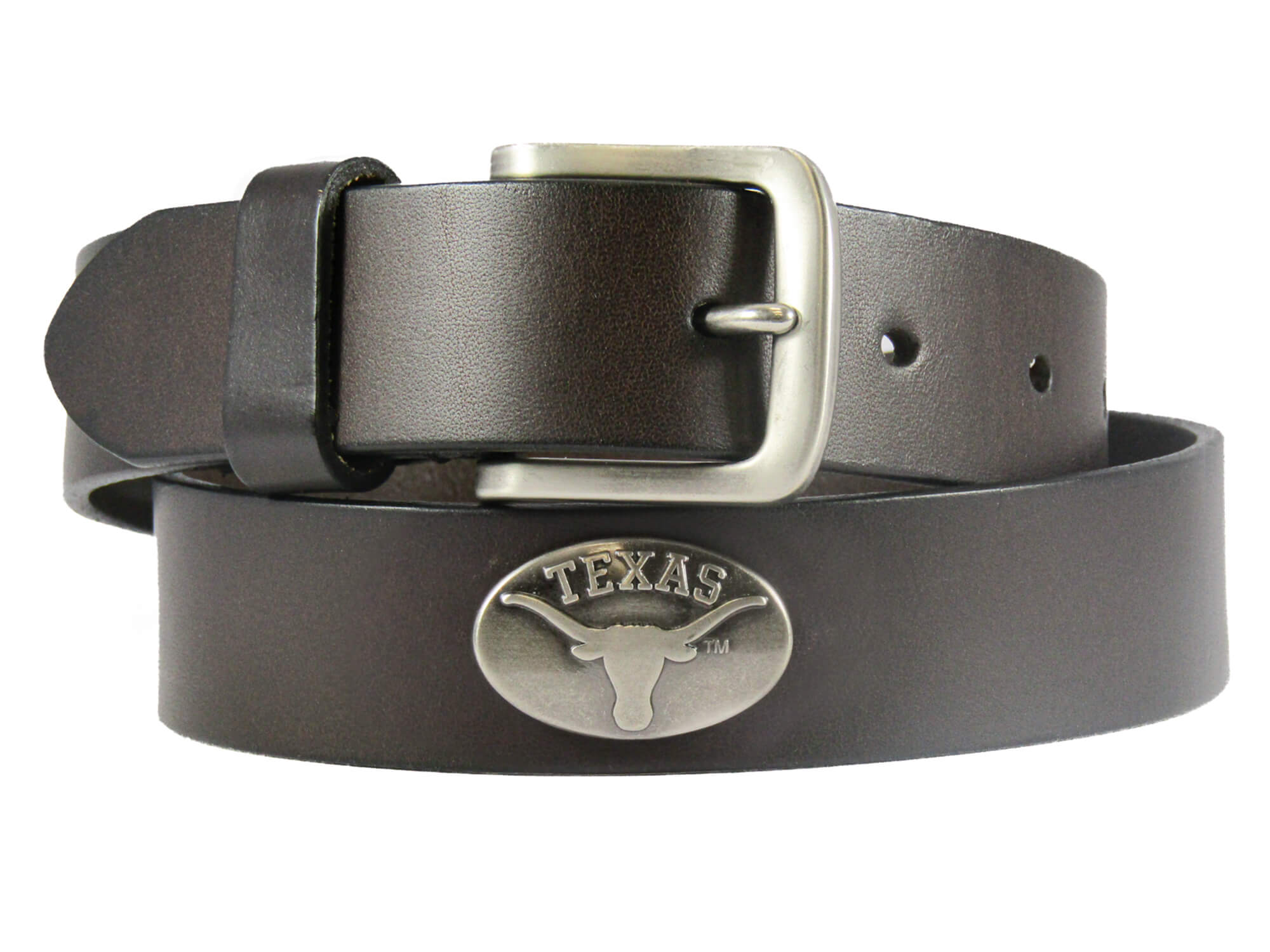 Texas Longhorns Men's Collegiate Brown Leather Concho Belt.