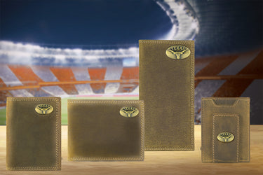 Texas Longhorns Vintage Tan Leather Trifold Wallet