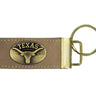 Texas Longhorns Leather Key Fob Antique Brass Logo