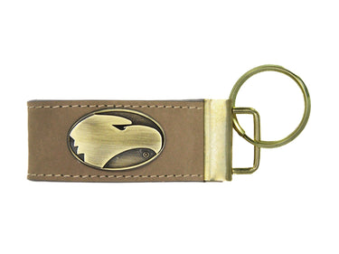 Georgia Southern Eagles Leather Key Fob Antique Brass Logo