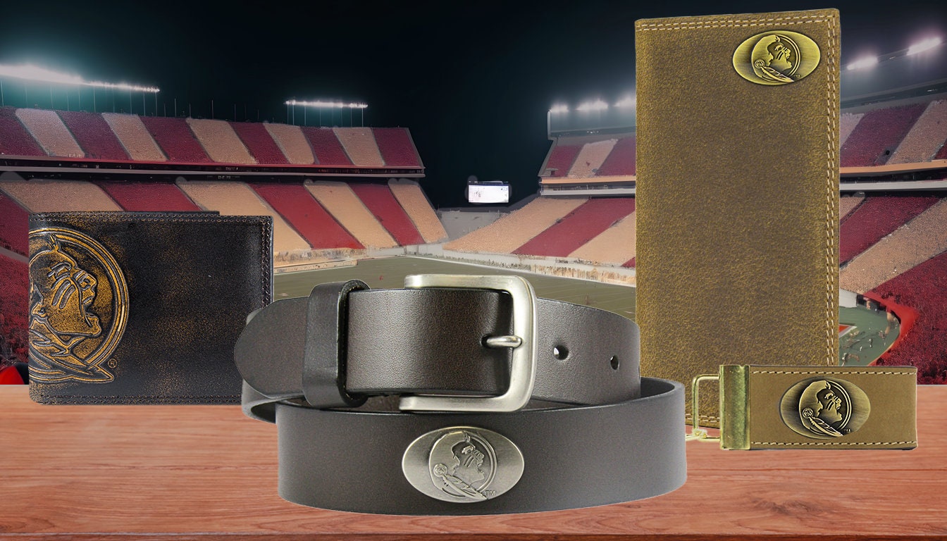 Florida State Seminoles Brown Leather Metal Concho Belt Group