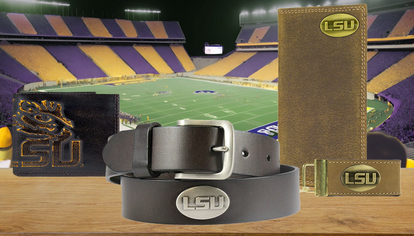 LSU Tigers Brown Leather Metal Concho Belt Group