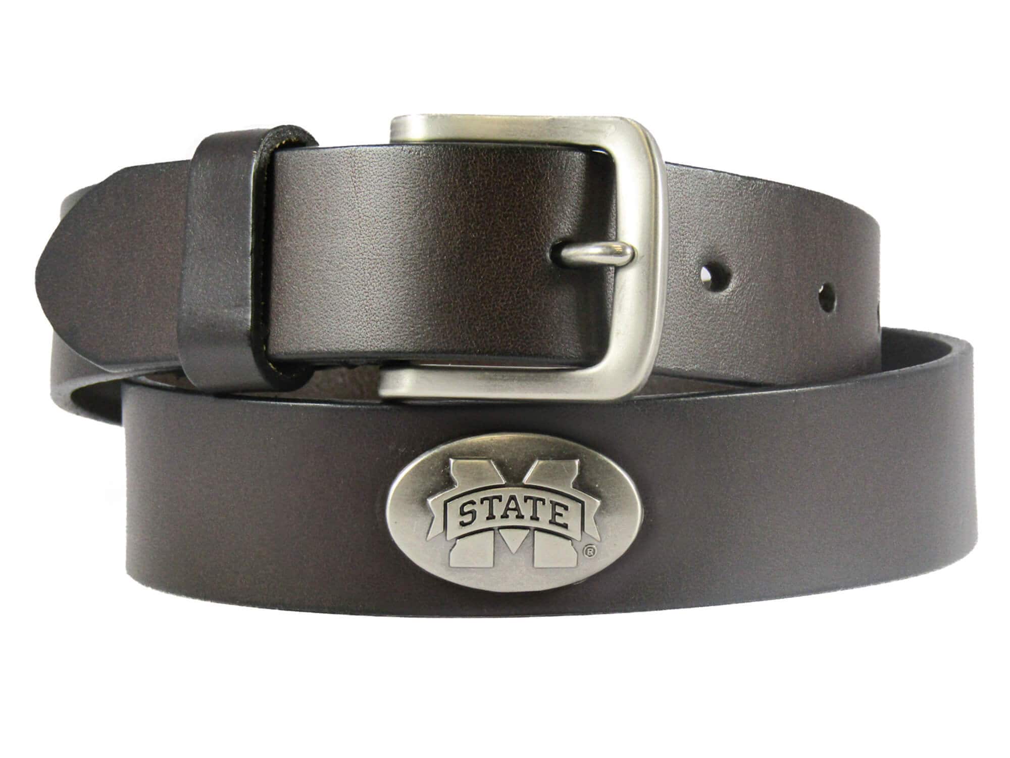 Mississippi State Bulldogs Brown Leather Metal Concho Belt