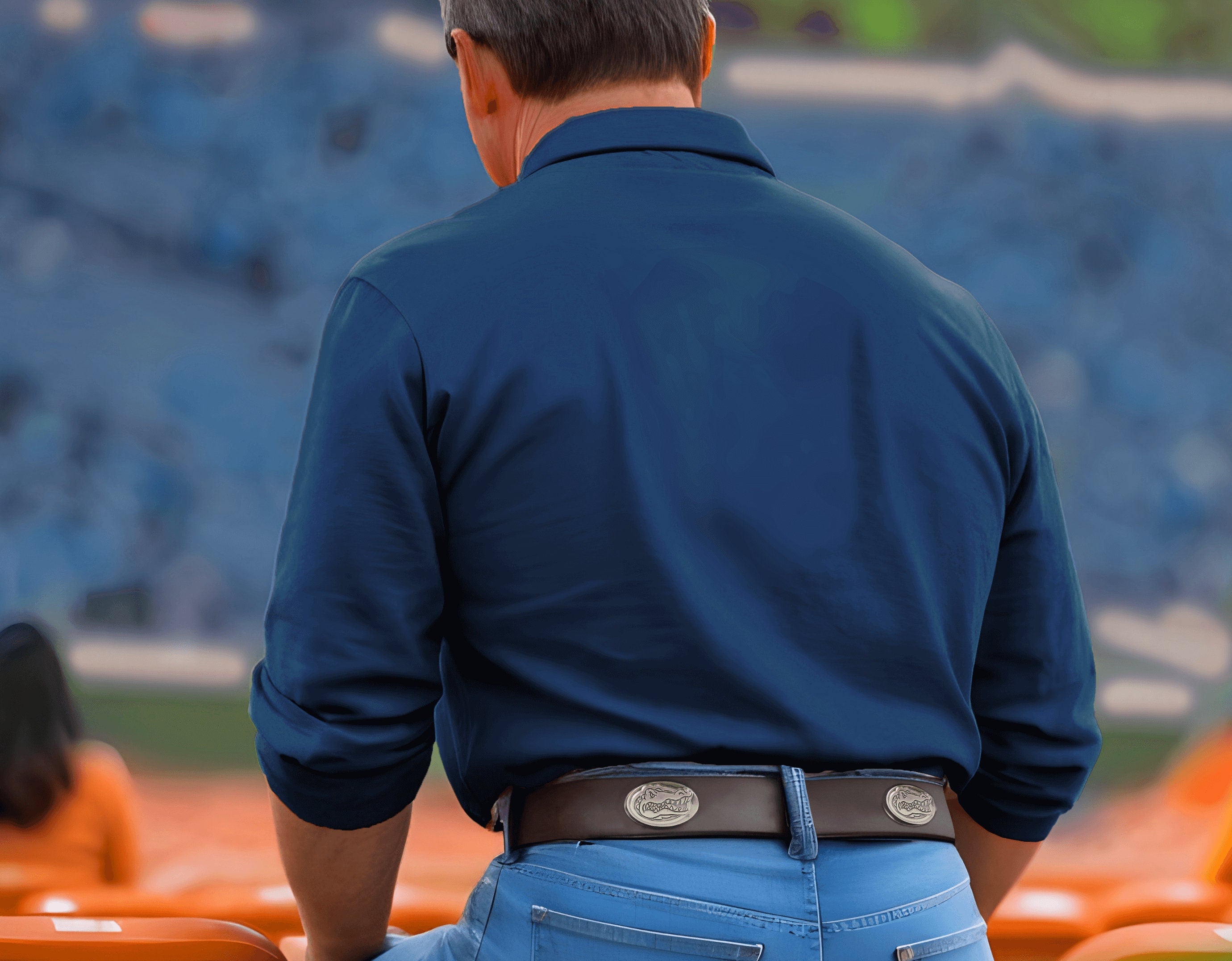 Florida Gators Brown Leather Metal Concho Belt Fan