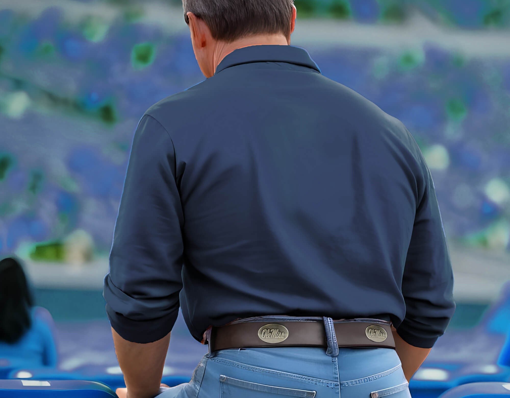 Ole Miss Rebels Brown Leather Metal Concho Belt Fan