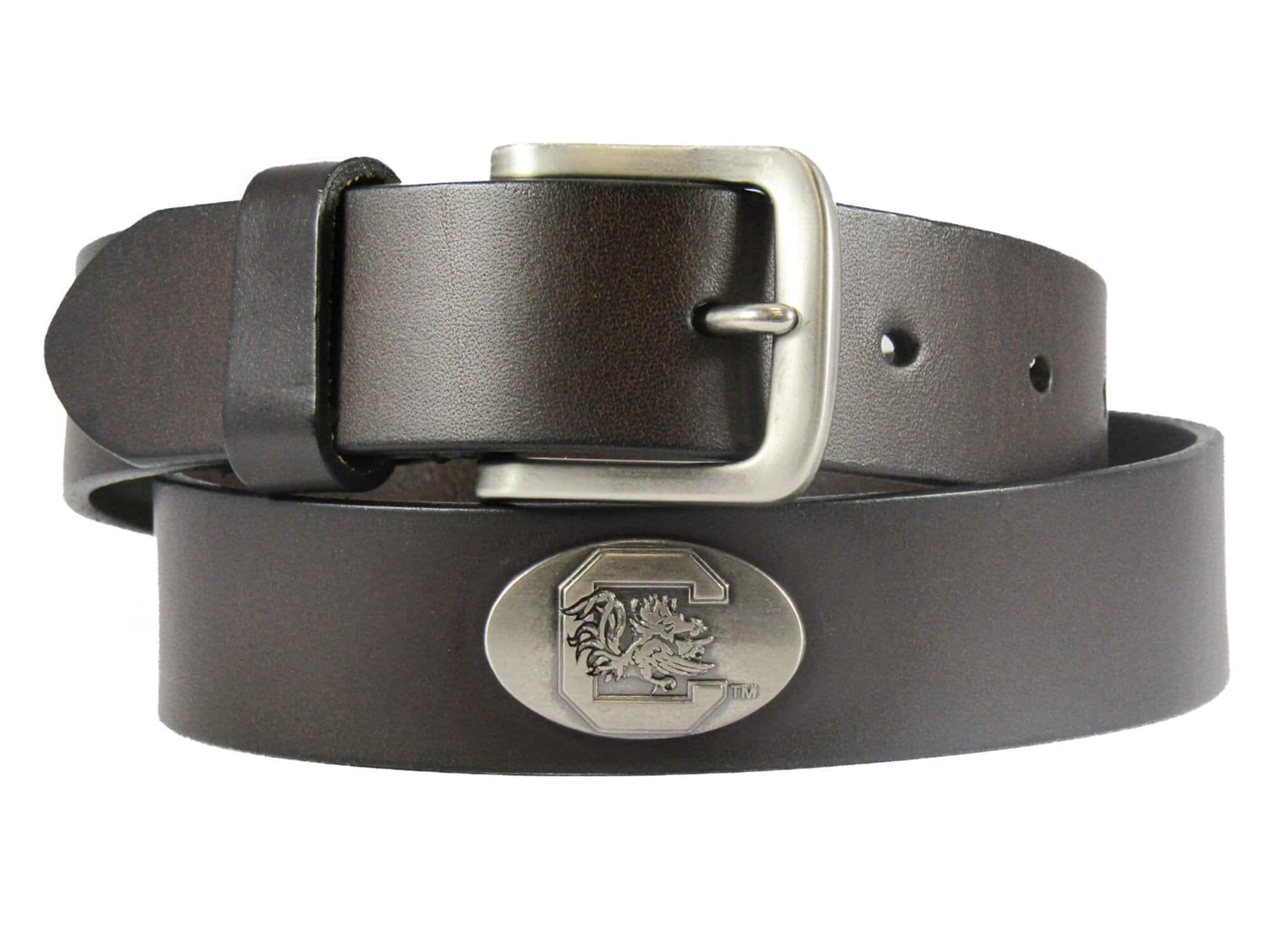 USC Gamecocks Crimson Tide Brown Leather Metal Concho Belt