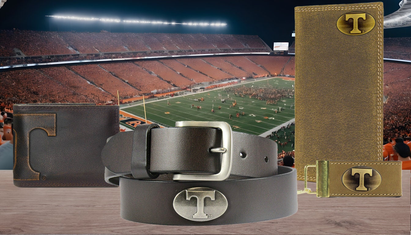 Tennessee Vols Men's Collegiate Brown Leather Concho Belt.