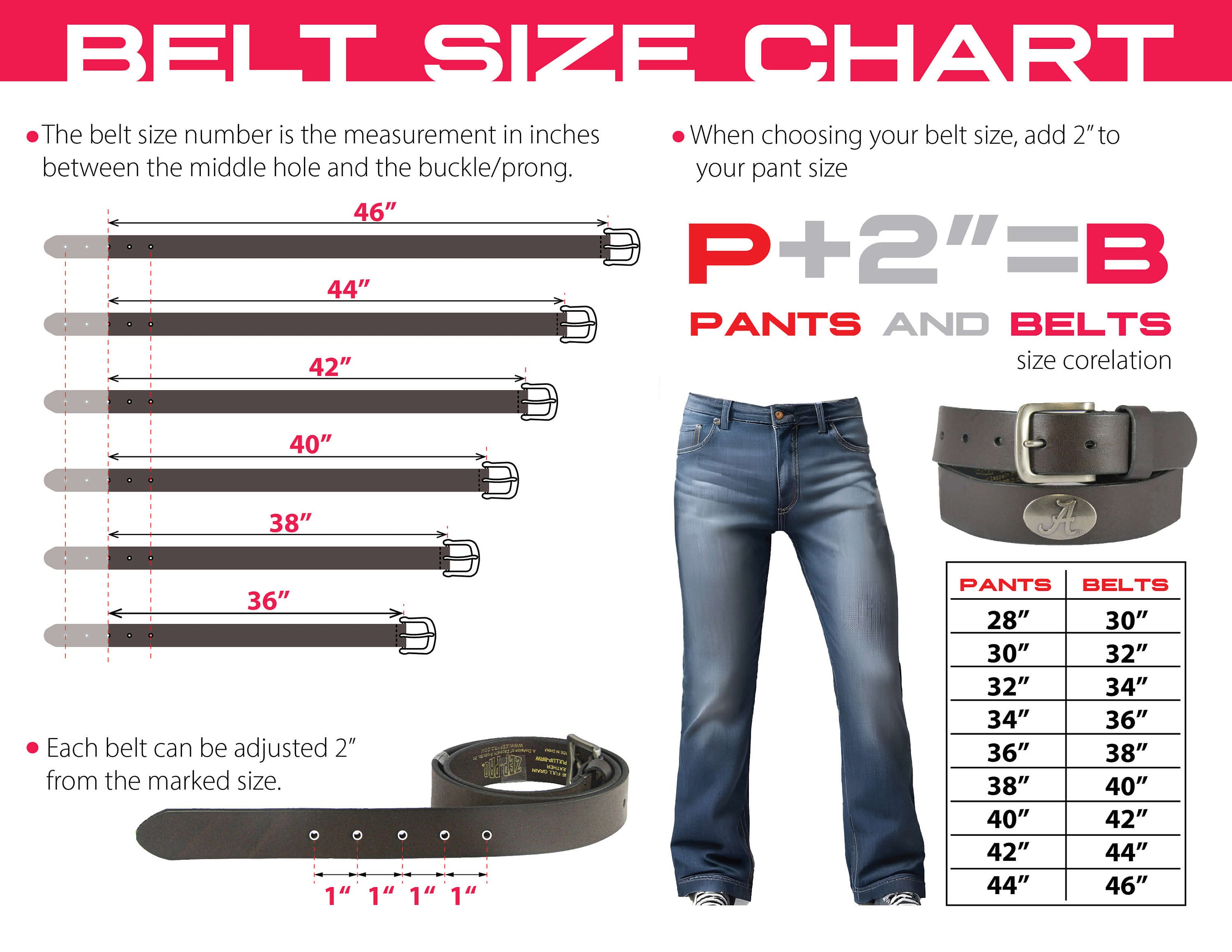 Leather Belt Size Chart