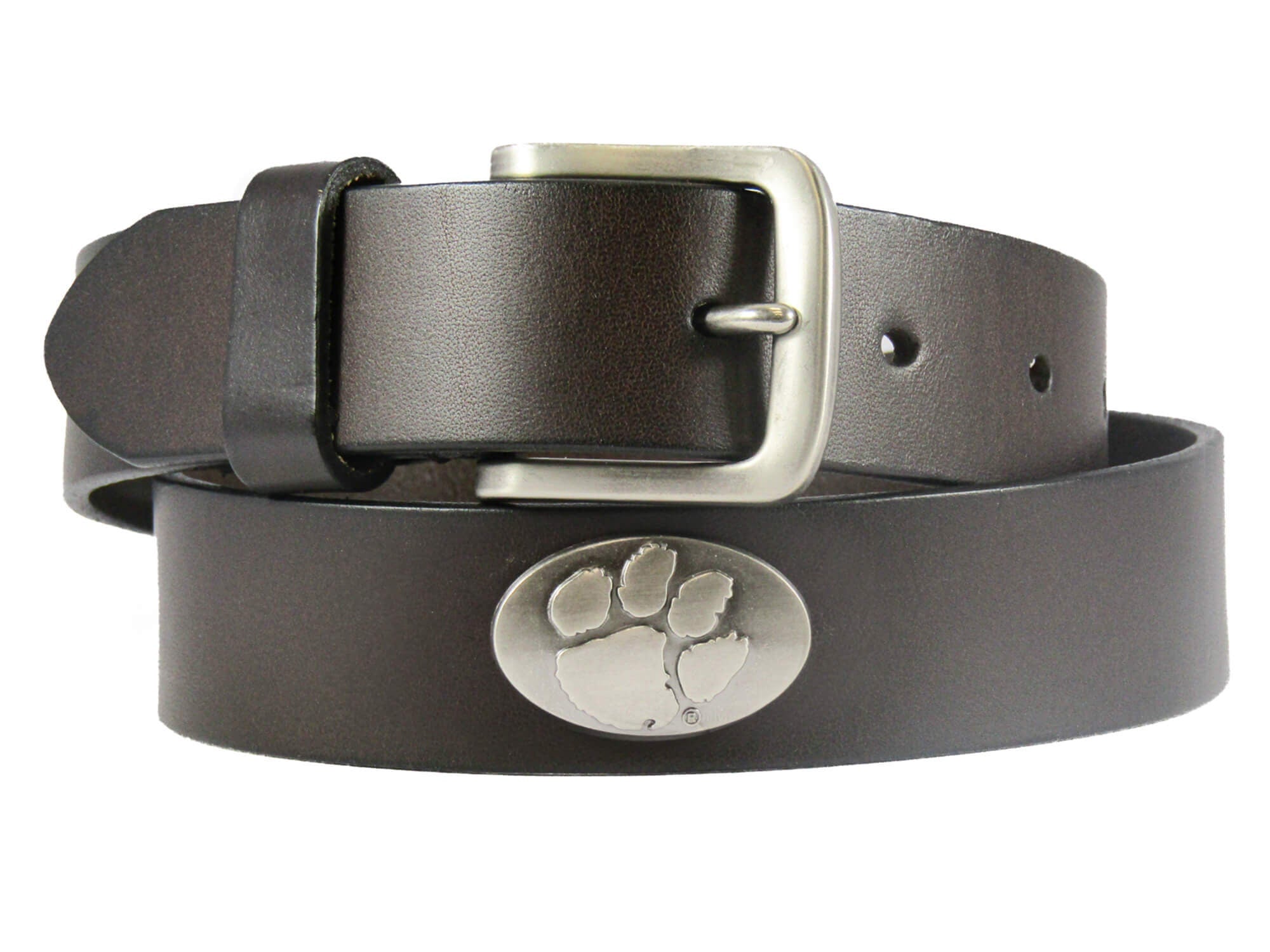 Clemson Tigers Brown Leather Metal Concho Belt