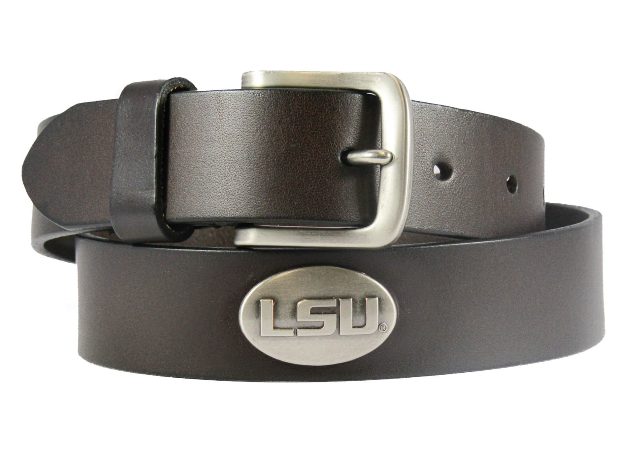 LSU Tigers Brown Leather Metal Concho Belt