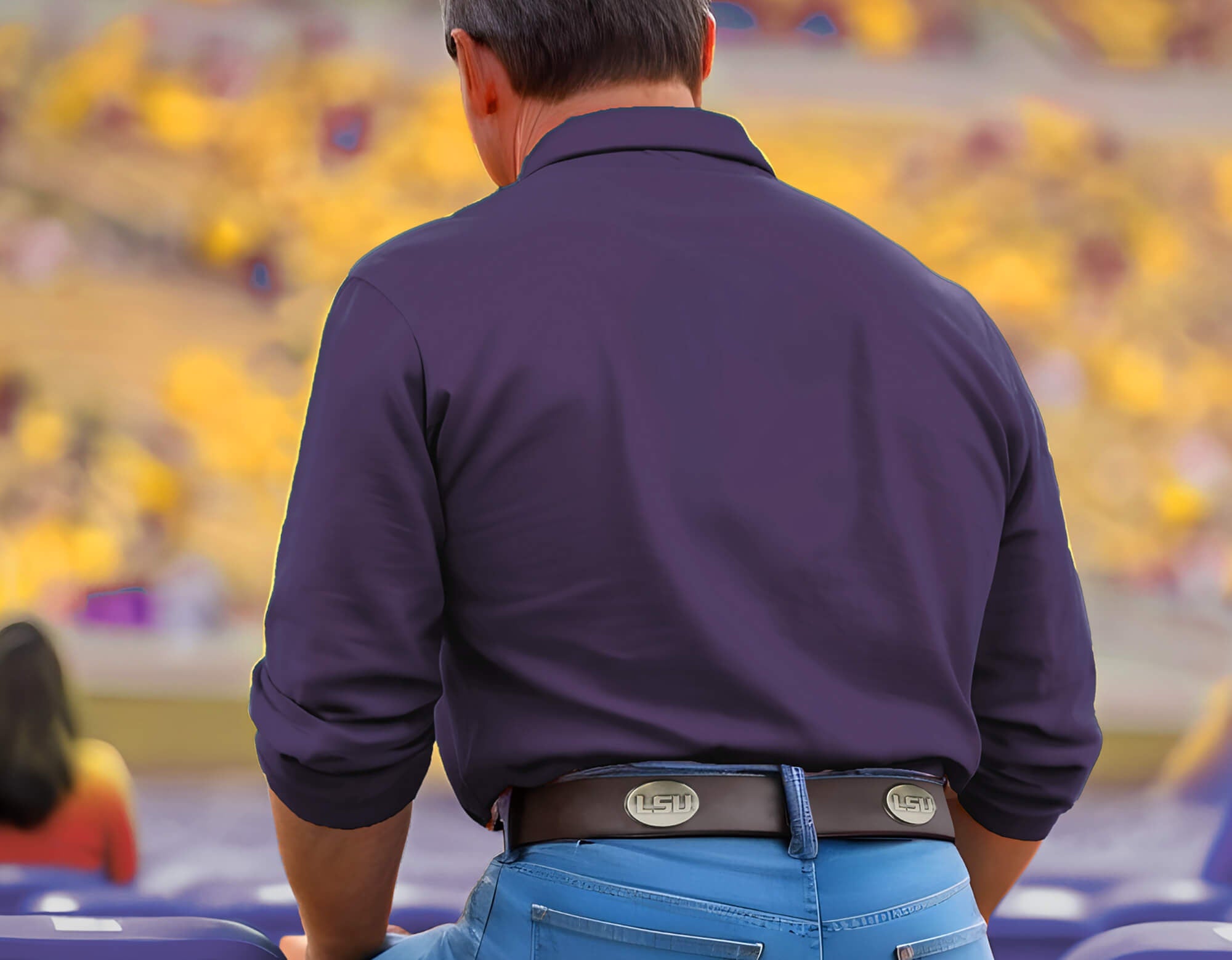 LSU Tigers Brown Leather Metal Concho Belt Fan