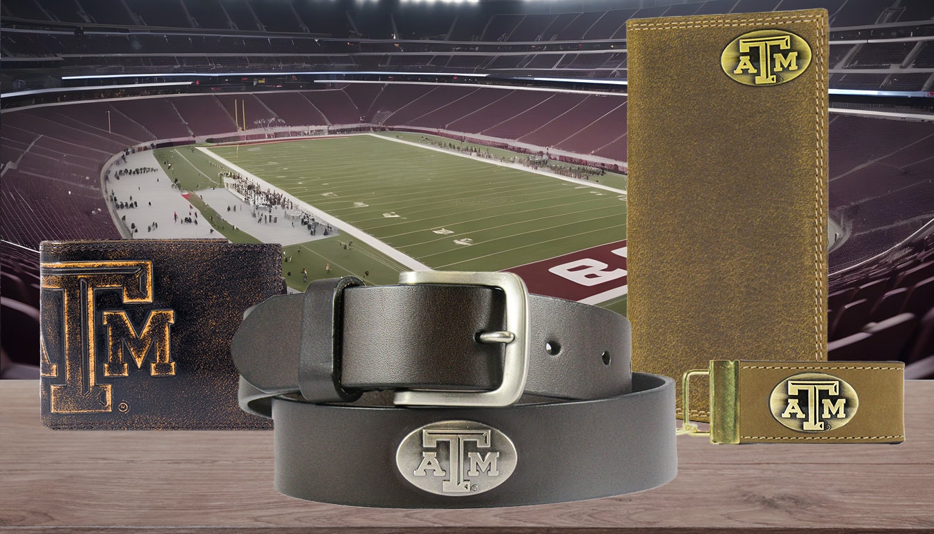 Texas A&M Aggies Brown Leather Metal Concho Belt Group
